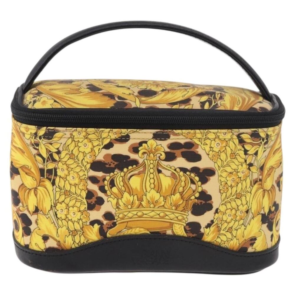 Versace Canvas Barocco Vanity Handbag Yellow